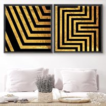 PixonSign Framed Wall Art Print Set Red and Blue Illusion Squares Abstract Shapes Digital Art Modern Art Chic Colorful Multicolor Ultra for Living Room, Bedroom, Office - 16"x16"x2 Black