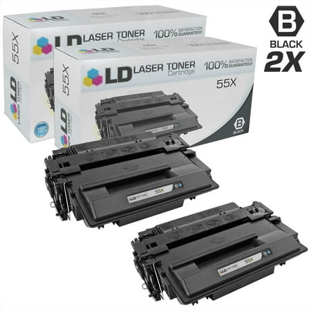 LD Compatible HP 55X CE255X High Yield Black Cartridge 2-Pack for LaserJet Enterprise 500 MFP M525dn, 500 MFP M525f, flow MFP M525c, M521dn MFP, MFP M521dw, P3015dn, P3015n, (Best High Yield Printer)