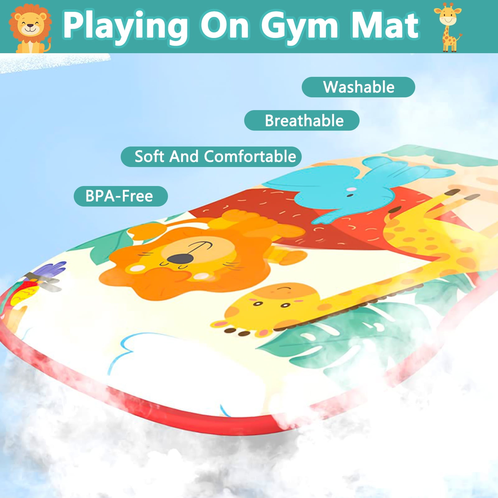 Sunforu Musical Gym & Activity Mat, 5-in-1 Piano Play Mat , Play Gym Padded Mat Gift for Kid