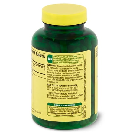 Spring Valley Whole Herb Saw Palmetto Dietary Supplement, 450 mg, 200 count