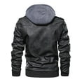 thumbnail image 5 of FEDTOSING Men's Faux Leather Jacket Retro Zip-UP Stand Collar Motorcycle Bomber Jackets with Removable Hood, 5 of 6