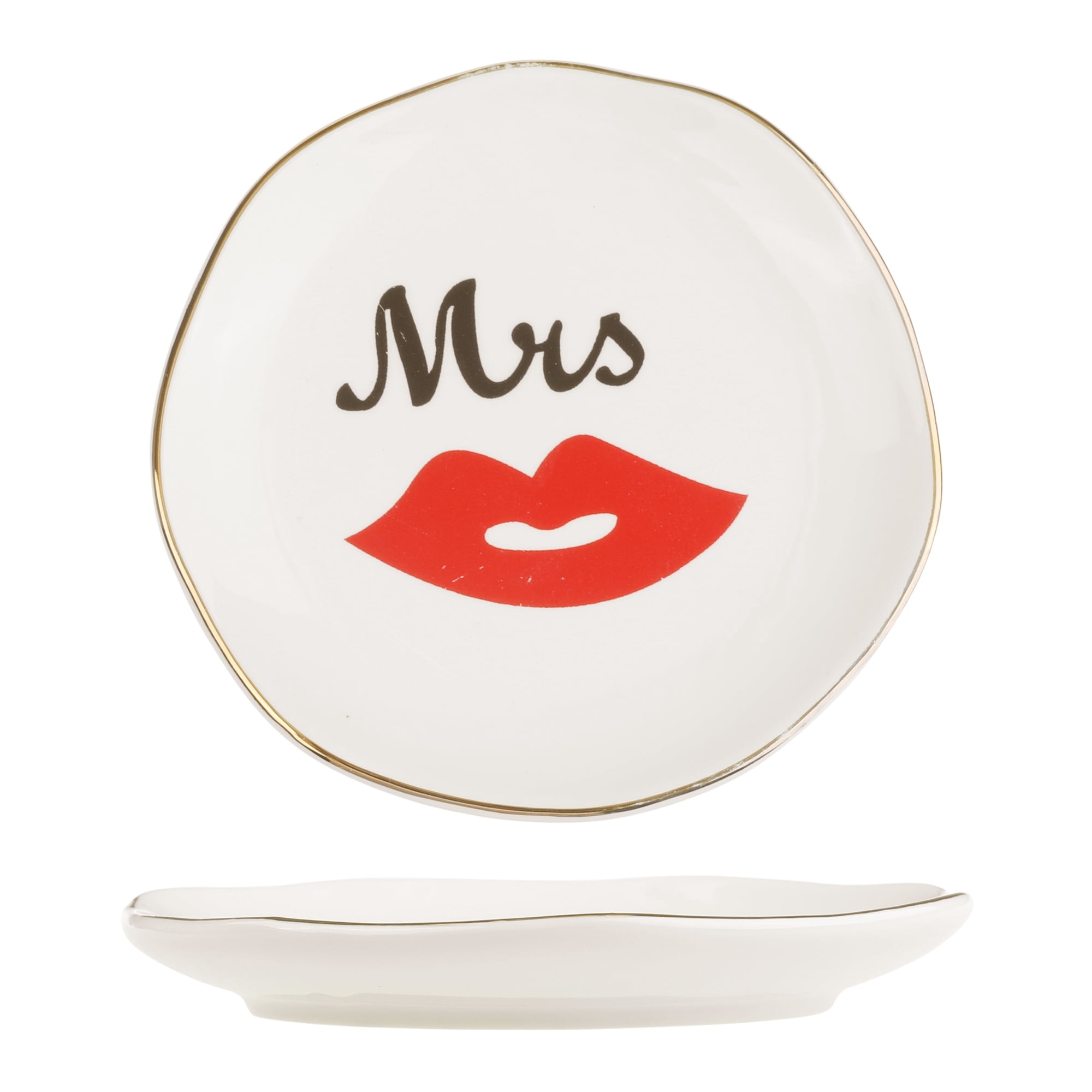 Unique Bargains Ceramic Jewelry Tray Trinket Dish Jewelry Boxes White Mrs Pattern