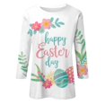 thumbnail image 4 of YLHFASHION Chemises de Pâques pour Femmes Manches 3/4 Col Rond Été Costumes Mignons Vacances Tenue de Pâques Manches Trois-Quarts Soldes T-shirt Manches Longues pour Femmes, 4 of 5