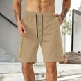 thumbnail image 6 of Men Shorts Fashion Cargo Cotton Mens Shorts Mens Cargo Shorts Elastic Waist Running Hiking Bermuda Shorts Knee Length Casual Summer Clothes with Multiple Pockets, 6 of 8