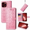 thumbnail image 1 of Funda Cartera FOXDOCK para iPhone 15 ProMax , Flip PU con Relieve de Gatos y Perros, Tarjetero y Soporte, 1 of 6