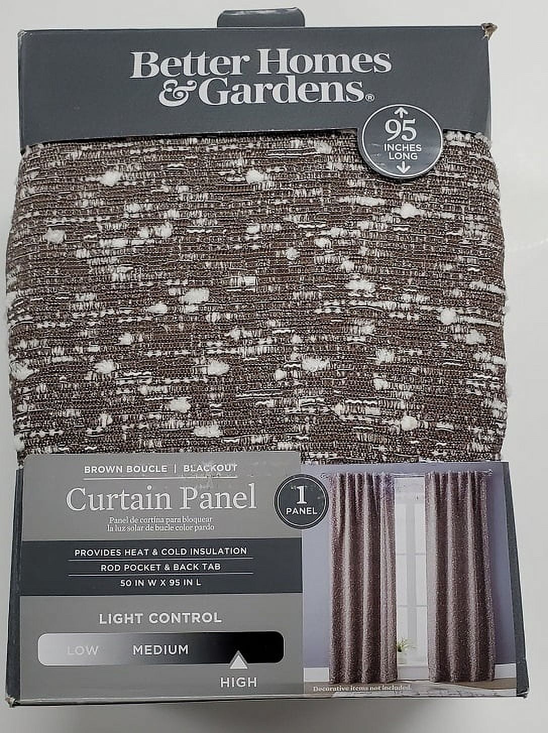 Better Homes & Gardens Boucle Blackout Curtain Panel, 1-Piece, Brown, 50" W x 95" L