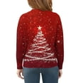 thumbnail image 3 of Girls Women’s Christmas Tree Printed Long Sleeve Pullover Casual Crewneck Sweatshirt Holiday Winter Top for Festive Occasions, 3 of 5