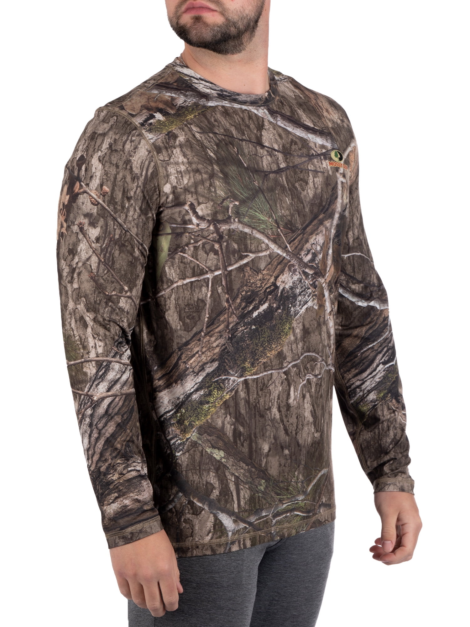 Men's Long Sleeve Camo Tee Hunting Performance Shirt by Mossy Oak, Sizes S-3XL