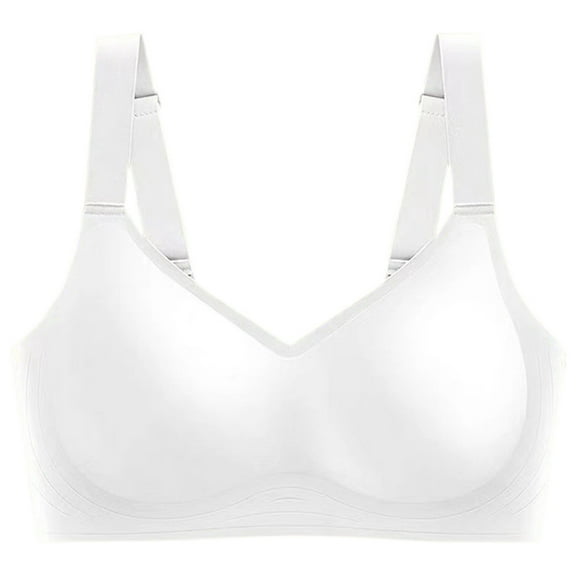 KHONTS,Women's Wireless No Underwire Bras Push up Seamless Bra Supportive Full Coverage Everyday Bralettes White XL