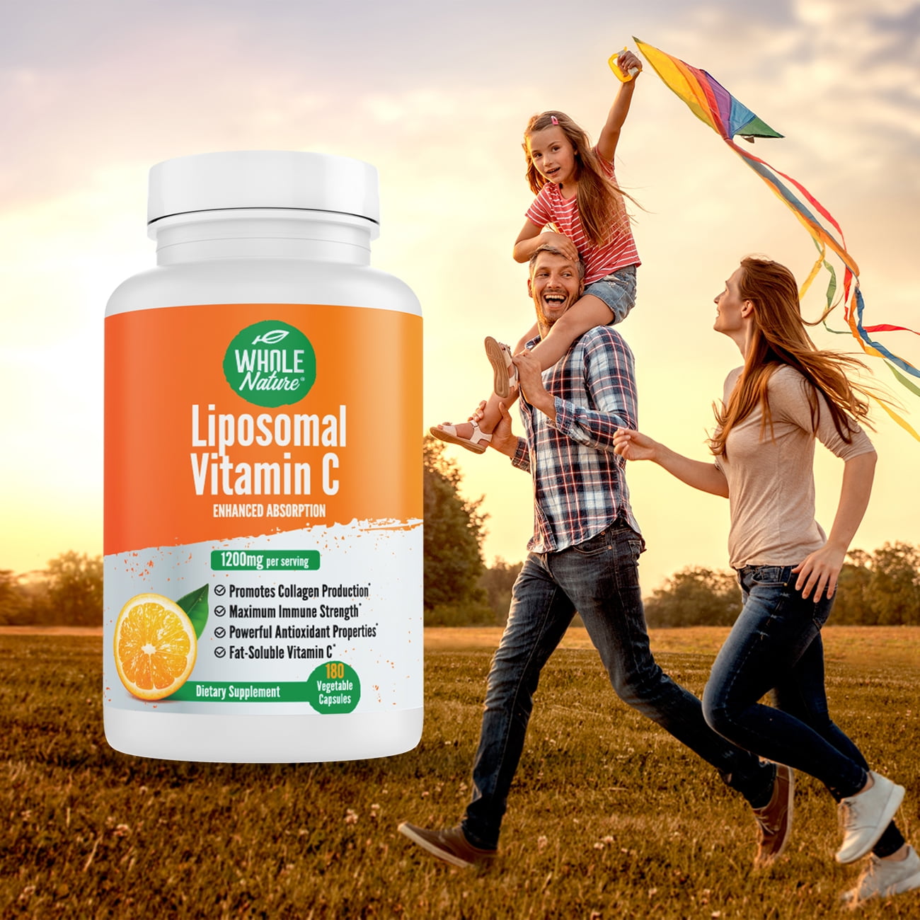 Whole Nature Liposomal Vitamin C, 1200 mg, High Absorption Immune System and Collagen Booster, 2 Pack