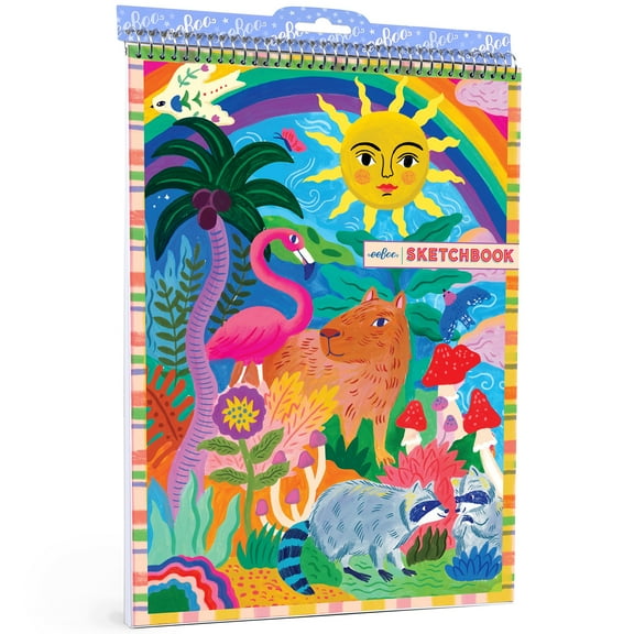 eeBoo: Sketchbook - Capybara & Sun – Whimsical Spiral Bound Pad, Color & Drawing Paper, 60 Pages, 8.5x11", Eco-Friendly, Portable, Kids Art Supplies