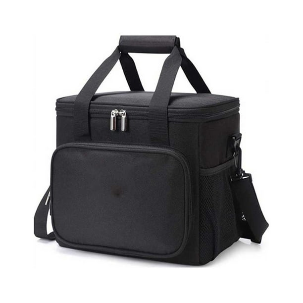 Cateissary Bolsa de almuerzo con cremallera, tela Oxford, aislamiento, bolsas enfriadoras de alimentos, aislado, fresco, mantener, Picnic, Almacenamiento y organización del hogar Negro