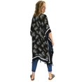 thumbnail image 2 of Le Moda Women's Black Floral Kimono Shawl Beach Shirt Cover Up with Tassles, 2 of 3