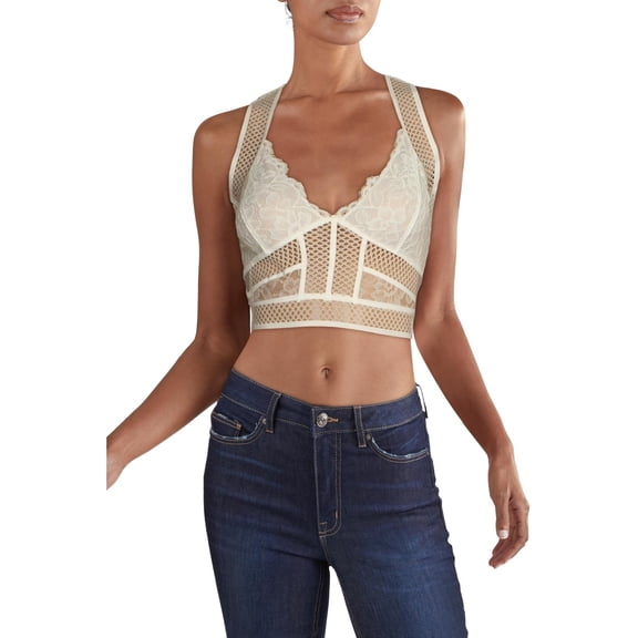 Intimately Free People Womens Lace Longline Bralette Ivory S
