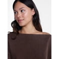 thumbnail image 4 of No Boundaries Mineral Wash Off the Shoulder Sweatshirt, Women's XXS-XXL, 4 of 6