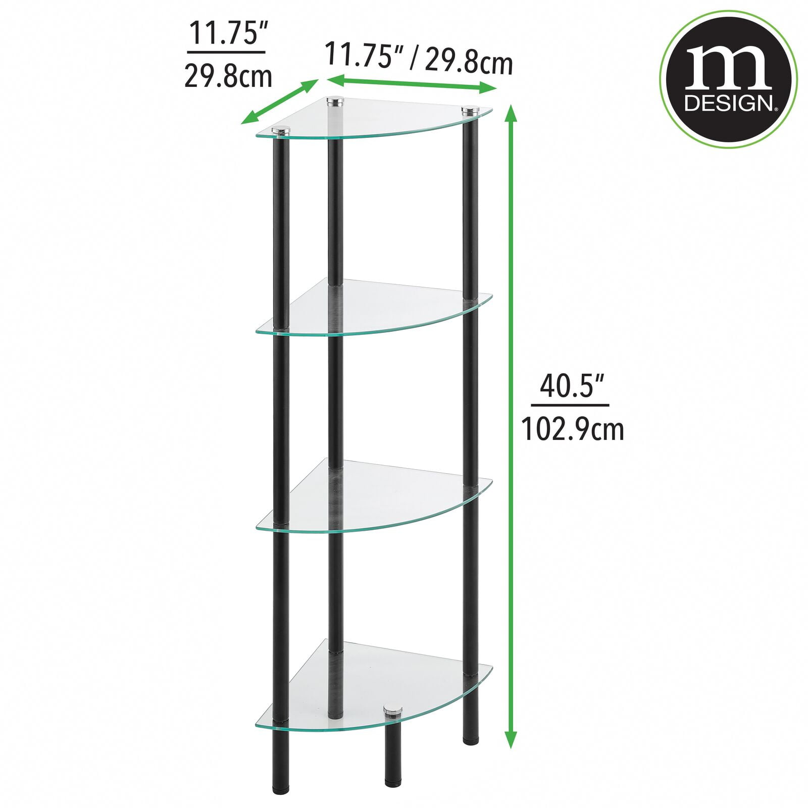 Buy mDesign Modern Glass Corner 4Tier Storage Organizer Tower