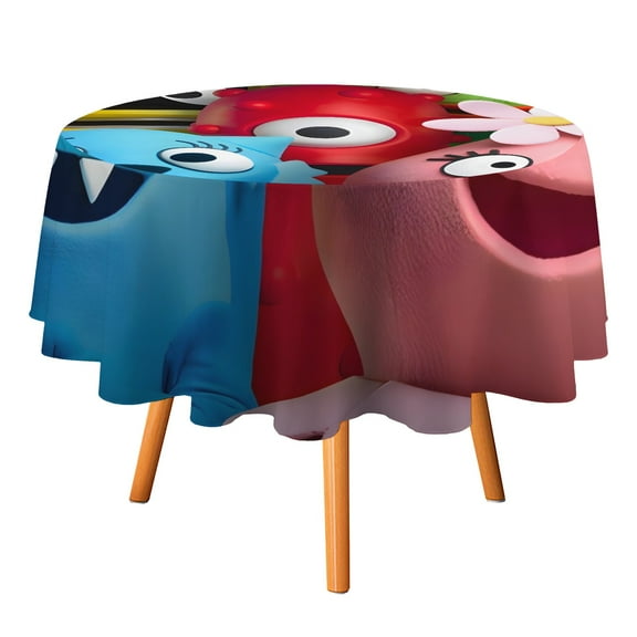 Yo Gabba Gabba-Theme Round tablecloth has an iconic print, fits most tables, and is easy to care for perfect gifts for fans friends and family.diameter60''(152cm)