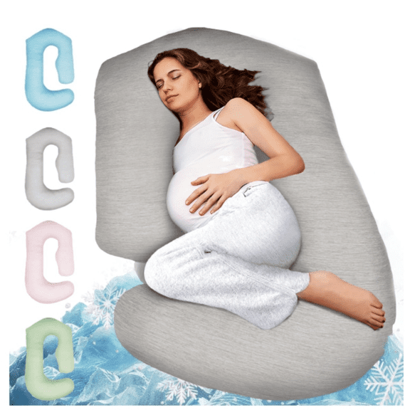 Cooling Pregnancy Pillows for Sleeping – 57-Inch Maternity Pillow for Pregnant Women with Removable Washable Cover – Support for Back, Belly, Neck, Legs,