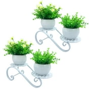 2 Pack Metal Plant Stand - Small Flower pot Holder Shelf Rack Display Planter for Table Desk Indoor Outdoor White