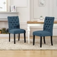 thumbnail image 2 of WestinTrends Hayes Tufted Dining Chairs, Linen Fabric Upholstered Kitchen Dining Table Chairs with Solid Wood Legs, Blue, 2 of 7