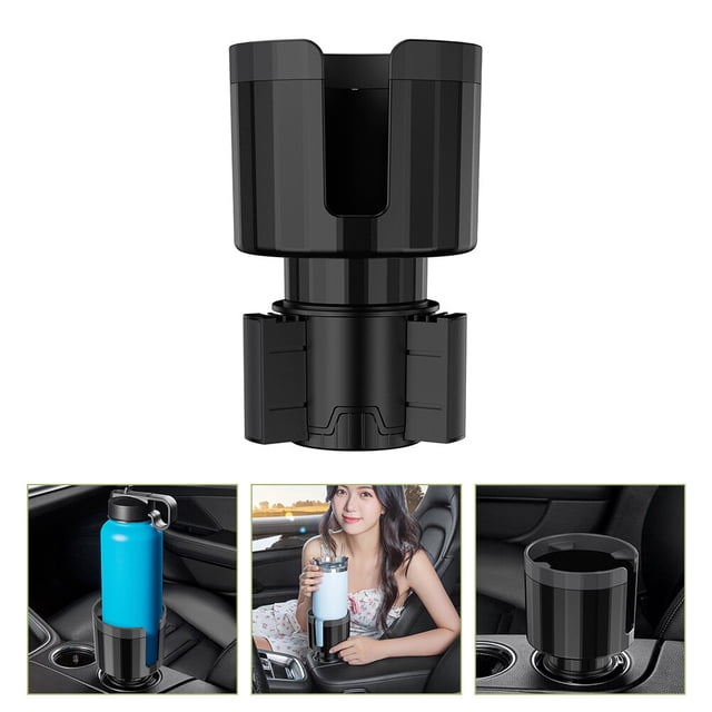 unbranded De Portavasos Ajustable Para Auto Con Base Antideslizante Y Adaptador Giratorio Negro