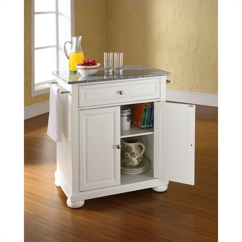 Crosley Alexandria Gray Granite Top Portable Kitchen Island In