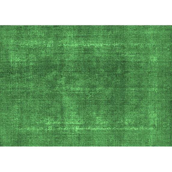 Ahgly Company Indoor Rectangle Oriental Emerald Green Industrial Area Rugs, 7' x 10'