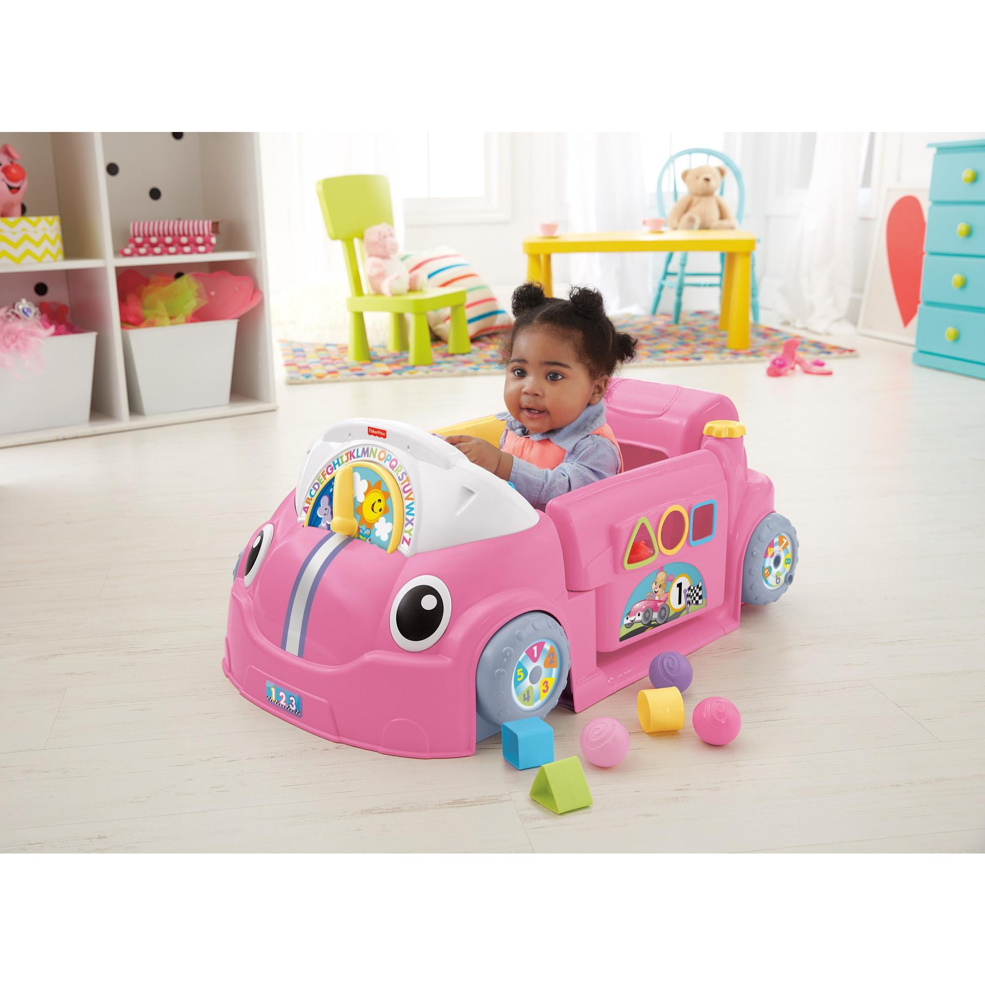 Fisher Price Laugh Learn Crawl Around Car Electronic Learning Toy Activity Center for Baby Pink Walmart