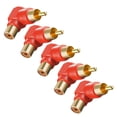 thumbnail image 1 of Conector de cable adaptador RCA macho a hembra de 90 grados/ángulo recto (5 unidades, rojo), 1 of 3
