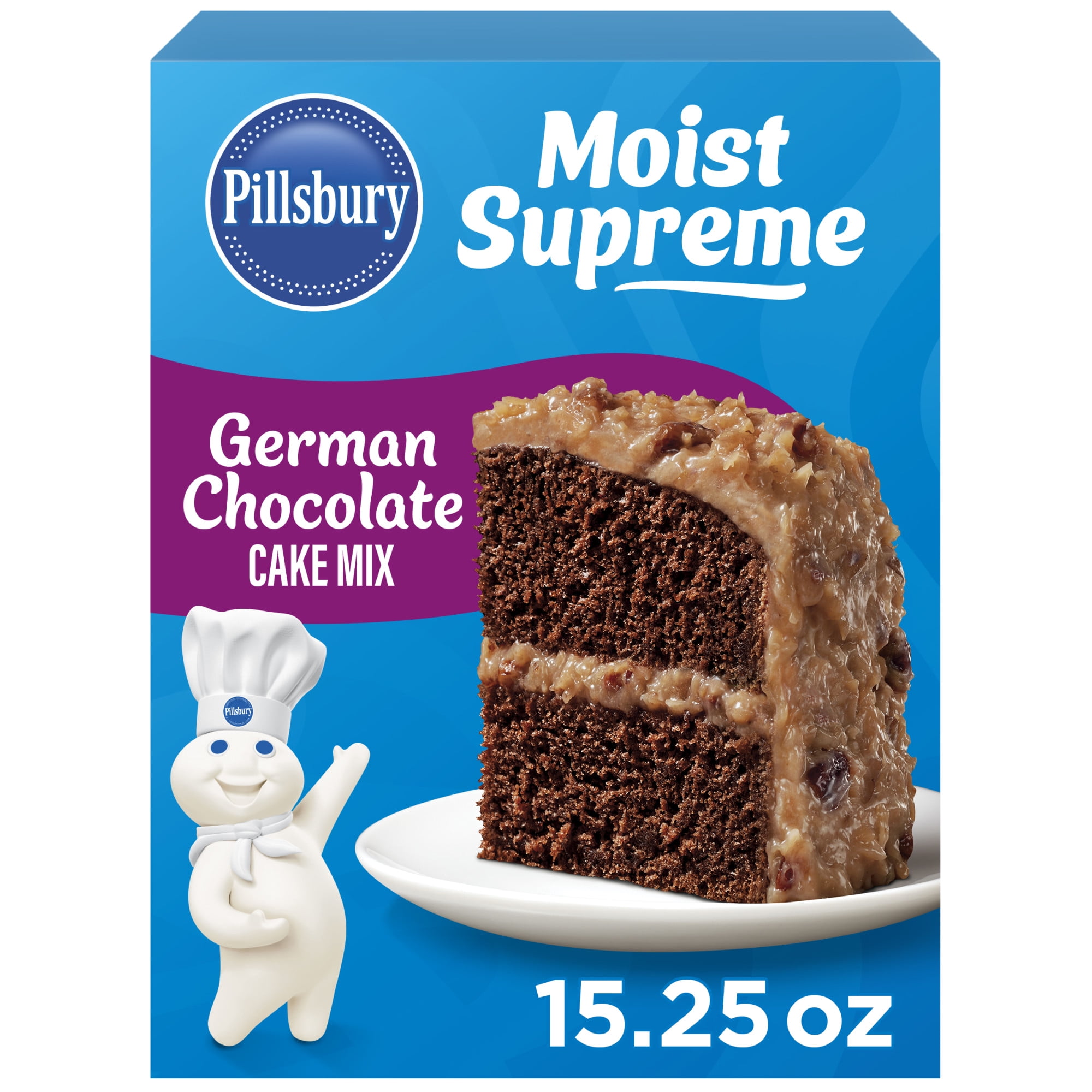 (2 pack) Pillsbury Moist Supreme German Chocolate Cake Mix, 15.25 oz Box