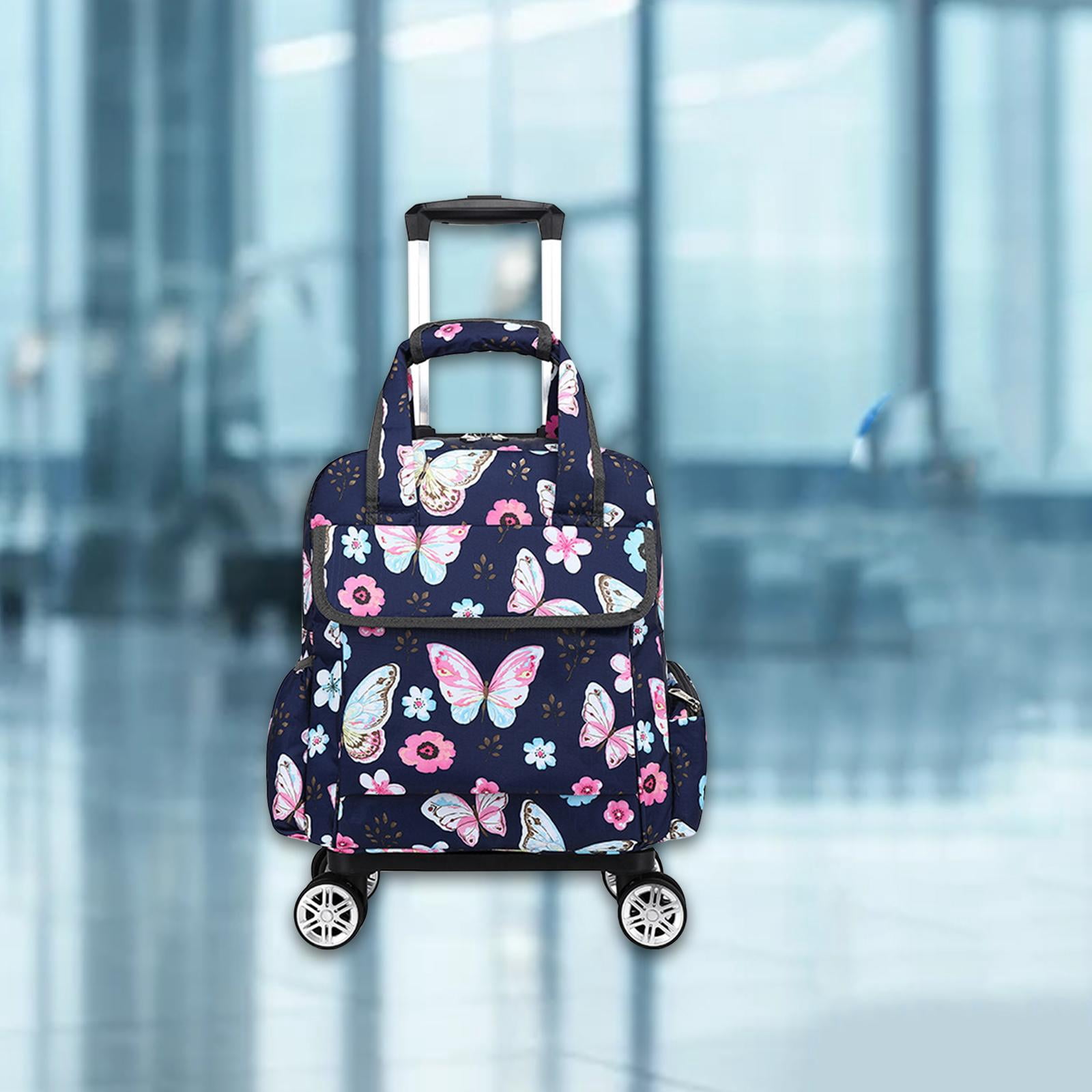 Sharprepublic Duffle with Wheels Clothing Waterproof with 2 Wheel Rolling Luggage Oxford Cloth Butterfly