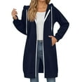 thumbnail image 2 of JIAYUE Outerwear Jacket For Ladies Relaxed Fit Solid Color Long Sleeve Zipper Overcoat Hooded with Pockets For Cool Weather Outerwear, 2 of 6
