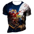thumbnail image 1 of Ropa con patrón de Papá Noel para hombre, camiseta de manga corta con cuello redondo, talla grande europea, novedad de 2024, 1 of 4