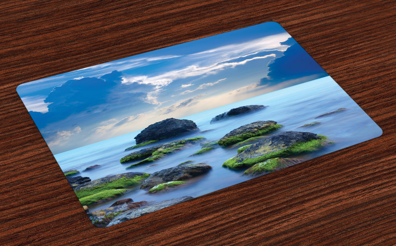 Beach Placemats Set of 4 Sea Stones on Mystic Seaside Caribbean Shore