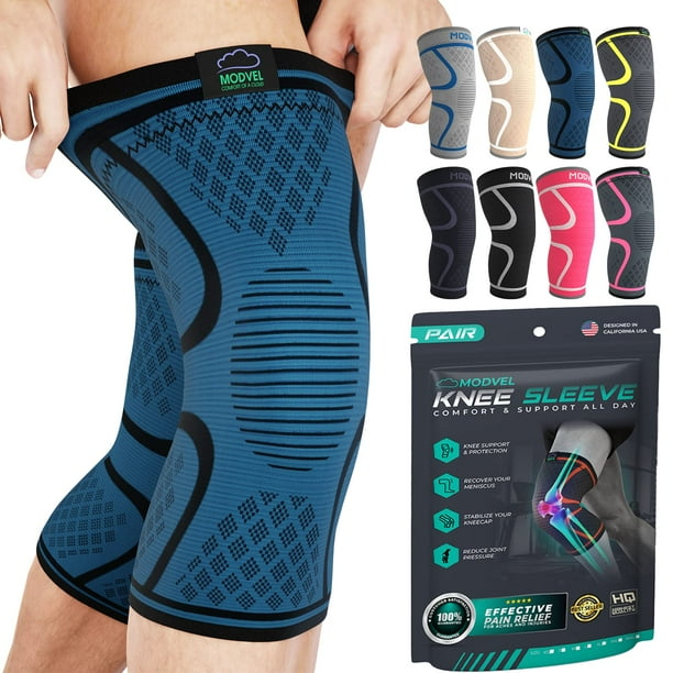 Rodilleras Modvel (2 unidades) para mujer y hombre: rodilleras de compresión para entrenamiento, alivio del dolor de rodilla, soporte articular para ligamento cruzado anterior (LCA), artritis y desgar