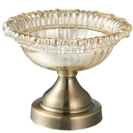 Vintage Champagne Bowl Matashi Champagne Colored Vintage High Quality Glass Candy Dish (Small) Elegant Snack Bowl for Parties Home, Office | Strong Aluminum Base | Reusable | Compact and Portable ()