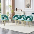thumbnail image 4 of NEW Set of 2 Teal Puffy Bubble Chair Ball Chain Chair Velvet Dining Chairs with Gold Legs, Modern Upholstered Accent Chairs for Dining Room & Kitchen, 4 of 10