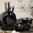 thumbnail image 3 of Astercook 20-Piece Pots and Pans Set, Nonstick Cookware Set with Detachable Handles, Oven & Dishwasher Safe, Induction Compatible, Stackable RV Kitchen Cooking Set, Black, 3 of 11