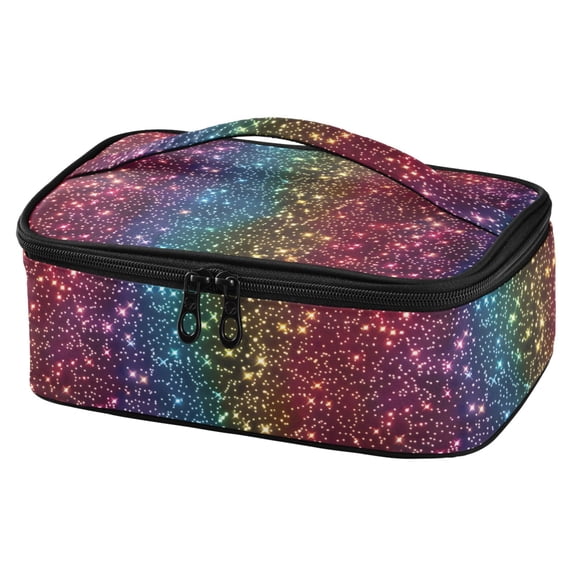 ALAZA Rainbow Glitter Lunch Box Insulated Cooler Tote Bag Reusable School Picnic Travel Office