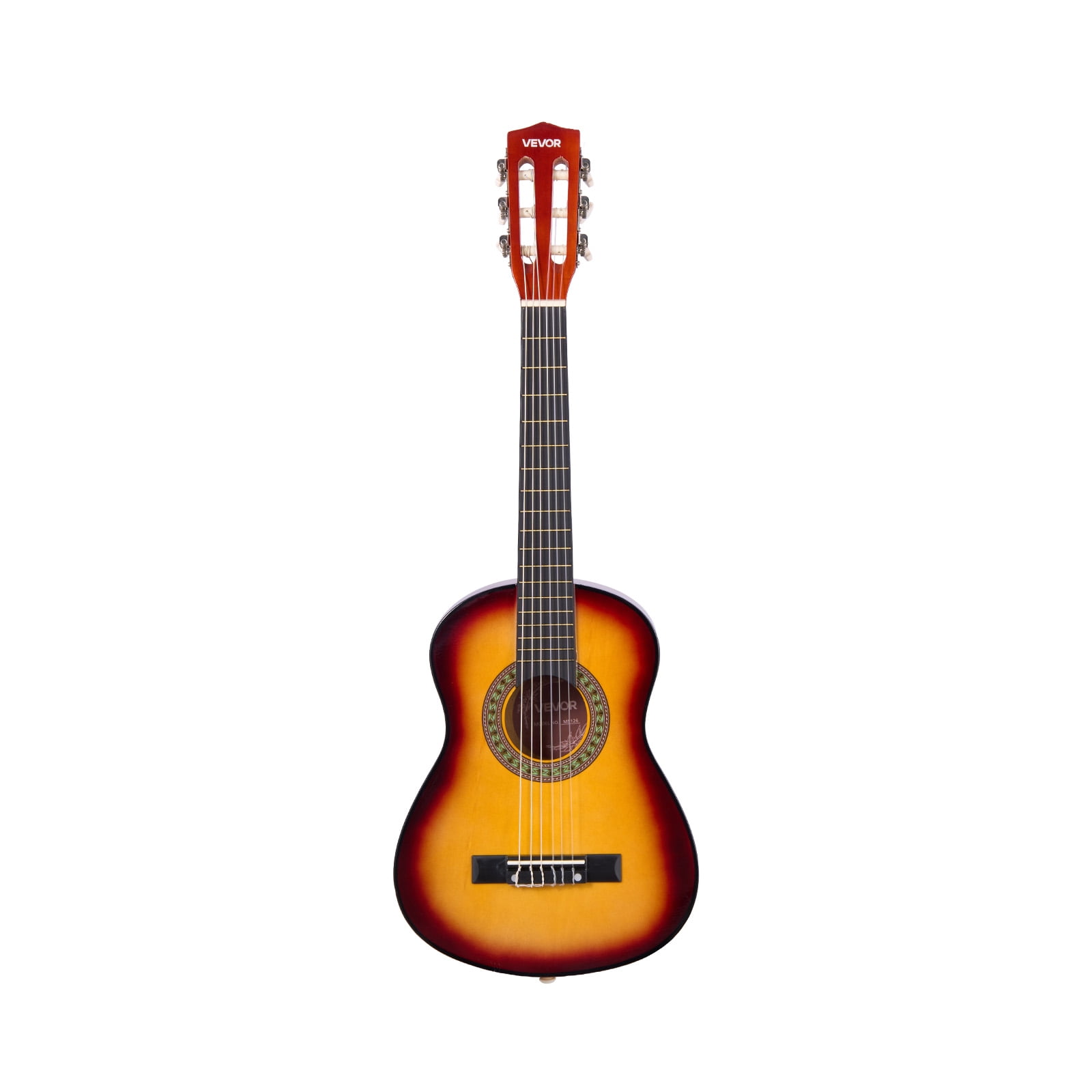 VEVOR 30in Classical Guitar,Wood Guitar Starter Kit for Beginners, with Nylon Strings, Gig Bag, Strap, Tuner, Extra Strings, Pick, Capo, Basswood,for Kids Girls Boys Students, Sunburst