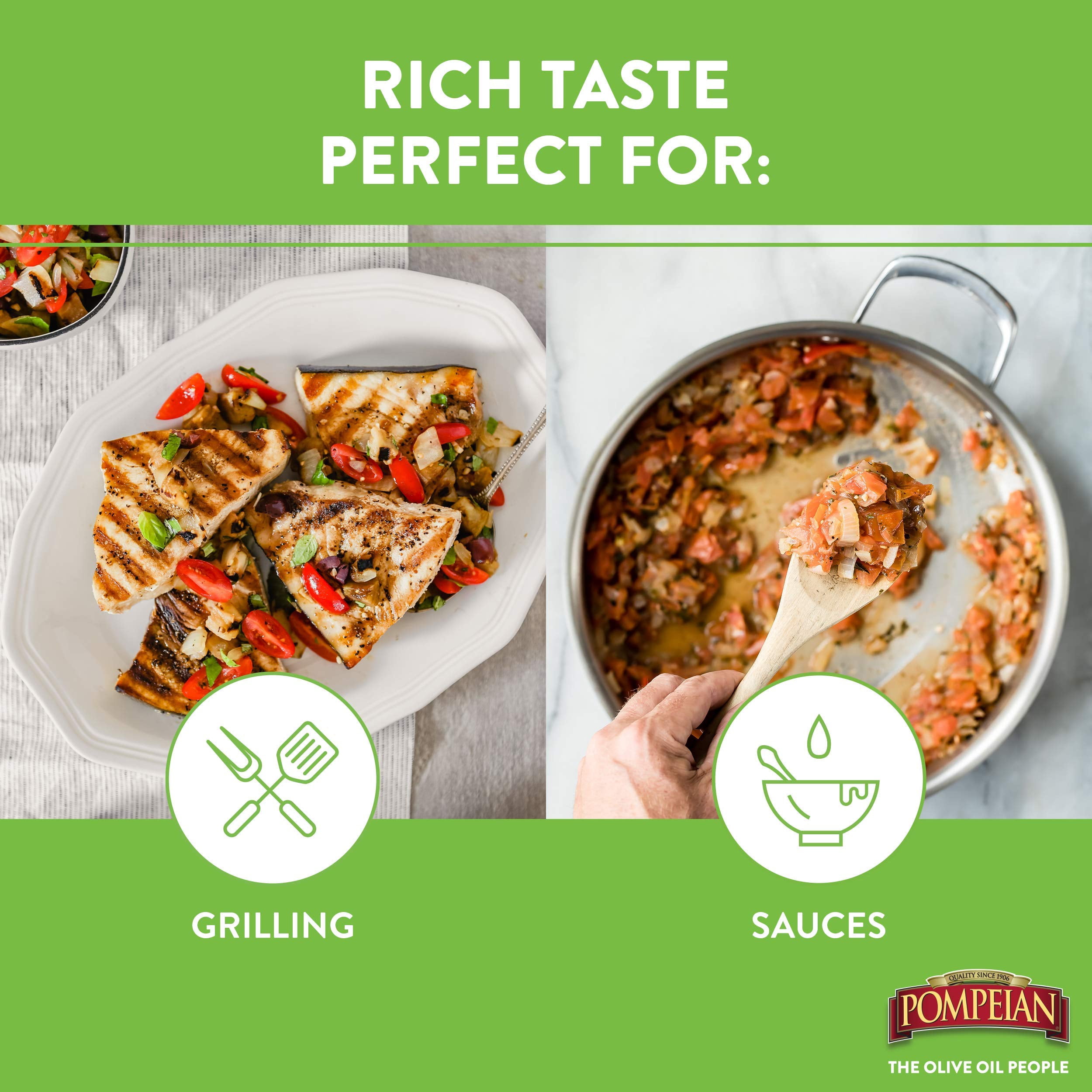 Pompeian Rich Taste Olive Oil, Full Flavor, Perfect for Grilling & Sauces, Naturally Gluten Free, Non-Allergenic, Non-GMO, 48 FL. OZ.