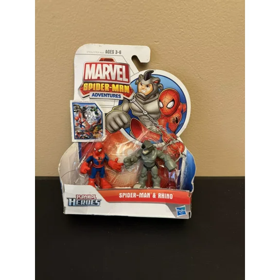 Marvel Playskool Heroes Spider Man & Rhino Action Figures 2011 New In Package