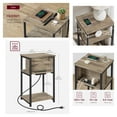 thumbnail image 2 of LEDREM 3-Tier Charging Side Table - End Table with 2 Outlets & 2 USB Ports, Space-Saving Nightstand in Camel Brown and Black, 2 of 6