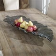 thumbnail image 3 of Maklaine Contemporary Smoked Leaf Coastal Glass Tray in Dark Gray Finish, 3 of 3
