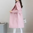 thumbnail image 4 of Stichou Women's Elegant Notched Lapel Coat Mid-Length Thicken Warm Wool Blend Coats Casual Fall Winter Long Overcoat Pink L, 4 of 5