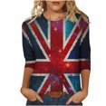 thumbnail image 1 of Blouse pour Femmes Blouses à Manches 3/4 pour Femmes Chemise Imprimée Vintage Décontractée Col Rond Blouse Tunique Boho, 1 of 9