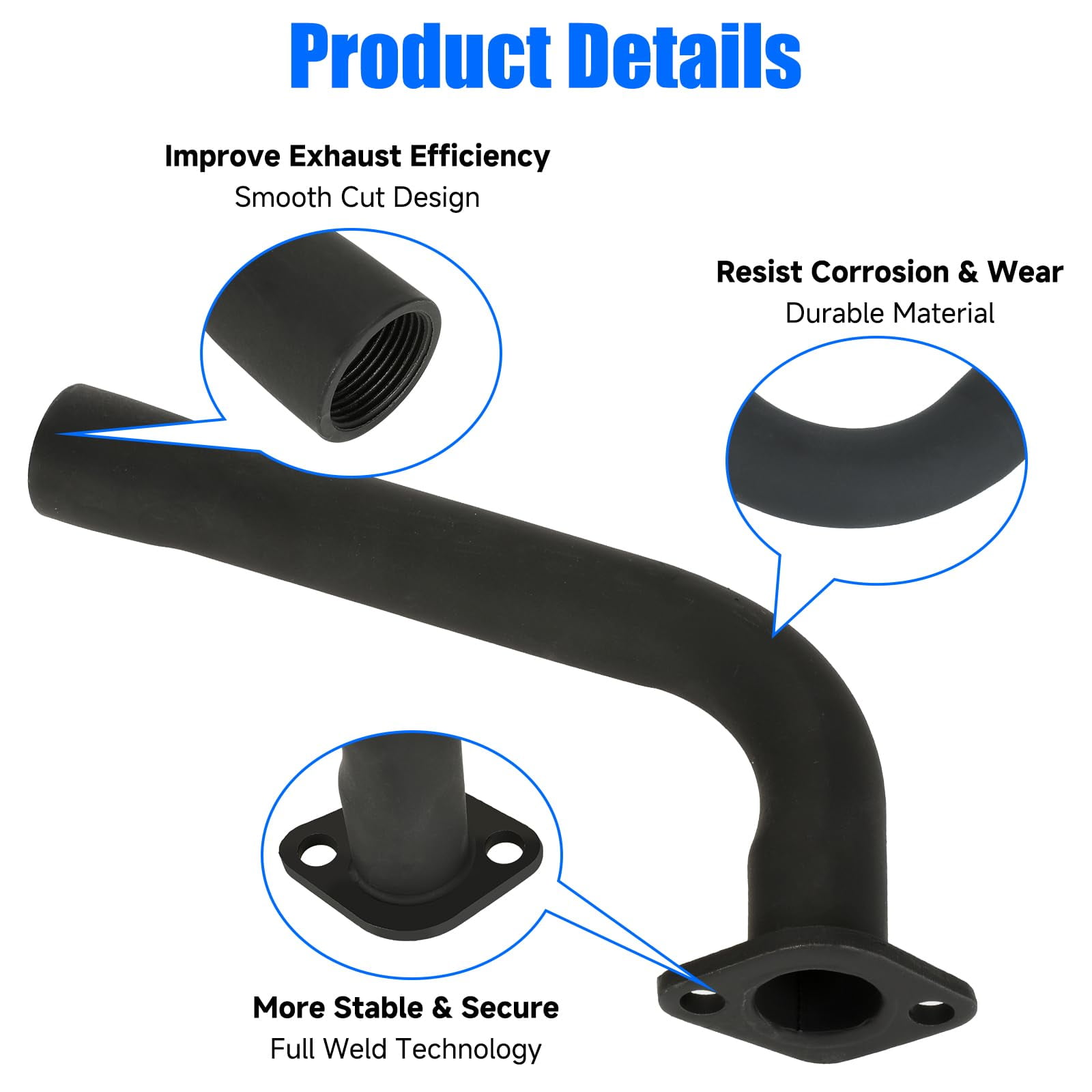 Exhaust Header Pipe Muffler Replacement for Predator 212 196cc 224cc 6.5hp Coleman CT200U CT200U-EX BT200X Baja Warrior MB200 GX160 Hammerhead Mini Bike Go Kart Part with Heat Shield Tape