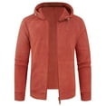thumbnail image 4 of MHFRRA Chaqueta con Capucha Informal para Hombre, Forrada para Exteriores, Otoño E Invierno Rojo ladrillo, 4 of 7