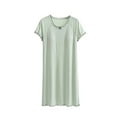 thumbnail image 2 of Sakmal Moomoo House Dress for Women Green Long Comfy Cotton House Dress Short Sleeve Plain Nightgowns for Women, 2 of 5