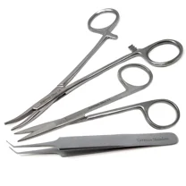 Stainless Steel 3 Pcs Lab Kit Multipurpose Tools Tweezers Forceps with Straight Scissors